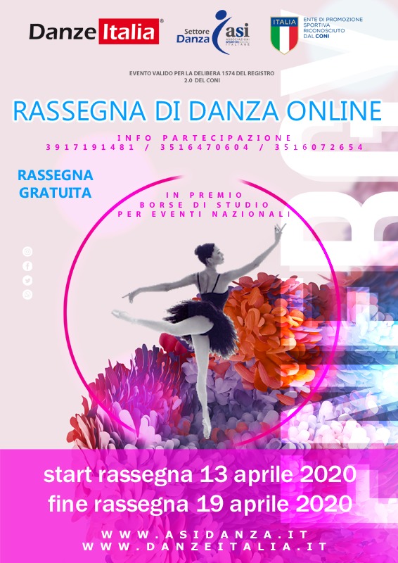 Inizia la rassegna online GRATUITA targata Danze Italia / ASI Danza