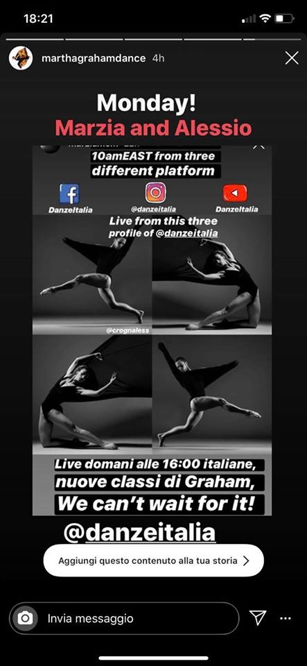 Oggi inizia il progetto workshop gratuiti di sostegno per danzatori