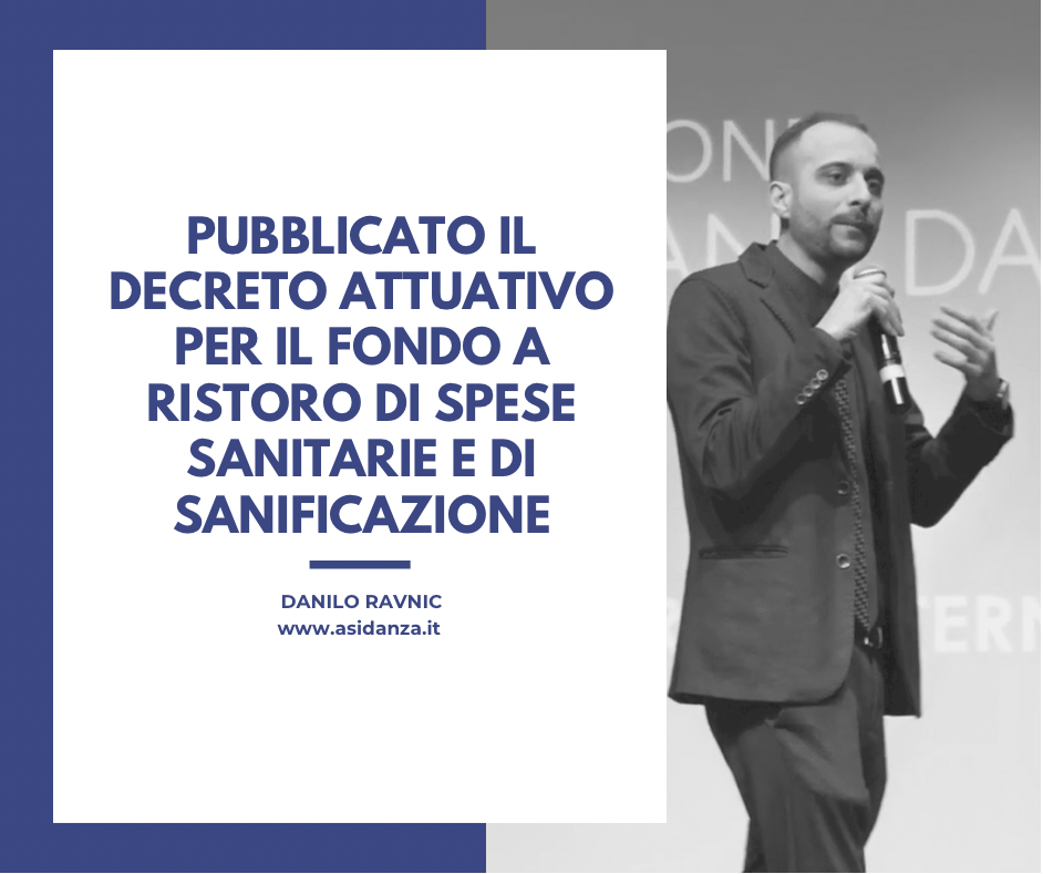 PUBBLICATO IL DECRETO ATTUATIVO PER IL FONDO A RISTORO DI SPESE SANITARIE E DI SANIFICAZIONE