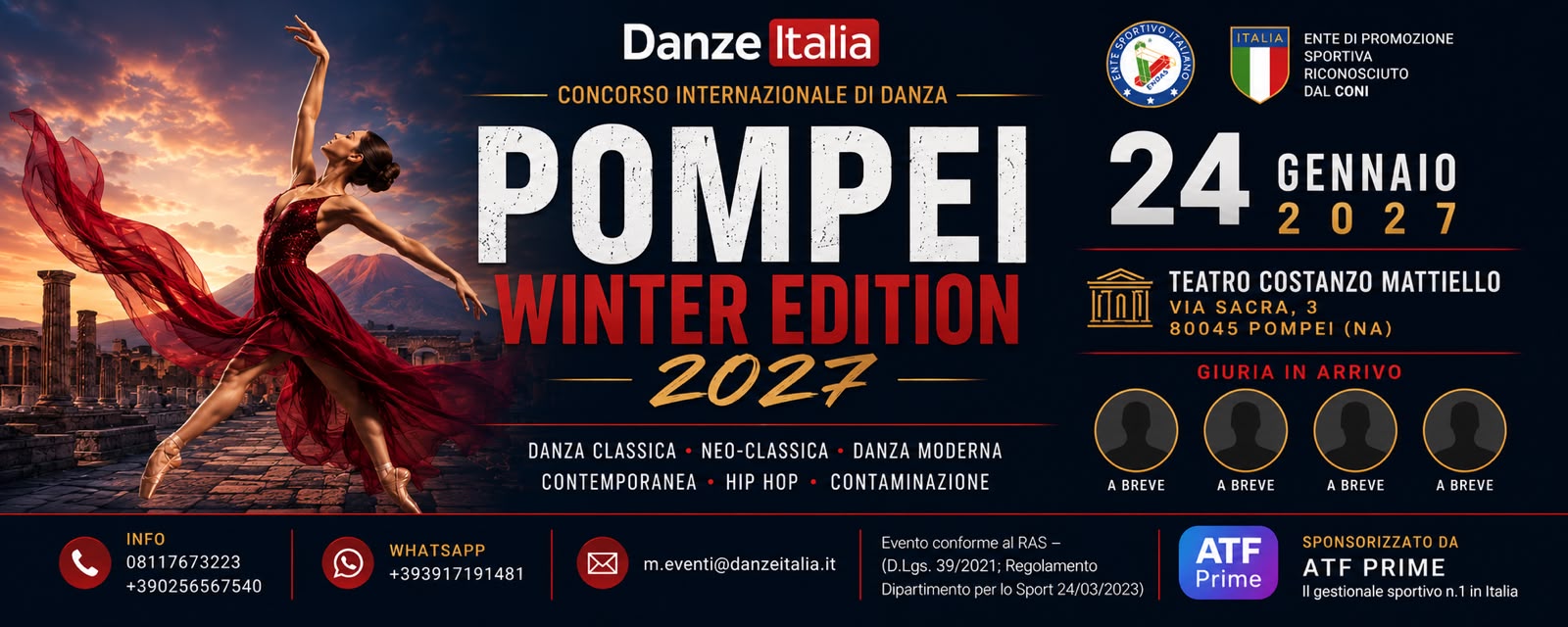 CONCORSO CAMPANIA – 24 GENNAIO 2027 TEATRO COSTANZO MATTIELLO