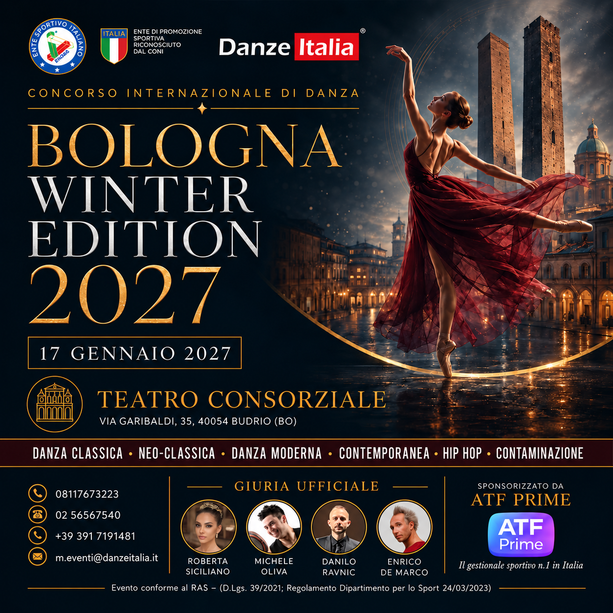 CONCORSO EMILIA ROMAGNA – 17 GENNAIO 2027 TEATRO CONSORZIALE