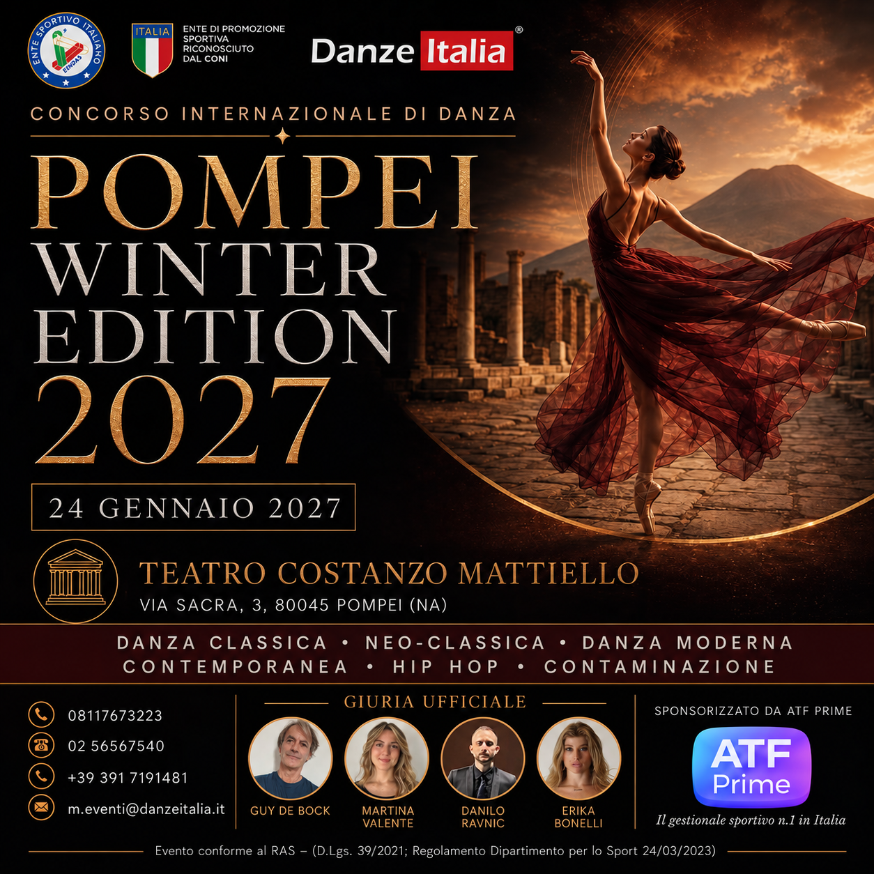CONCORSO CAMPANIA – 24 GENNAIO 2027 TEATRO COSTANZO MATTIELLO