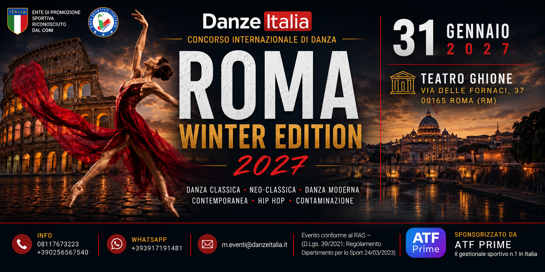 CONCORSO LAZIO – 31 GENNAIO 2027 TEATRO GHIONE