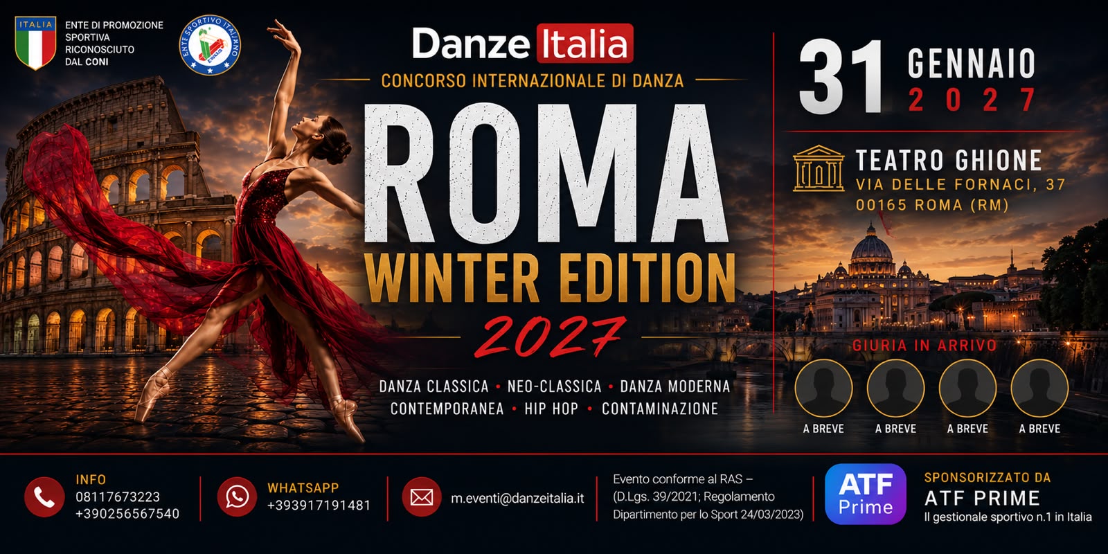 CONCORSO LAZIO – 31 GENNAIO 2027 TEATRO GHIONE
